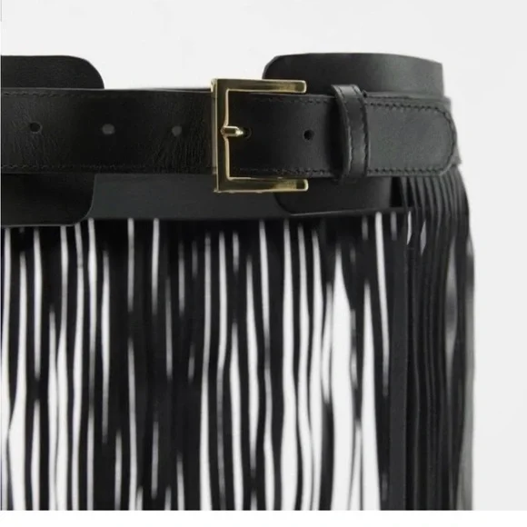 Fringed Leather Belt SPECIAL EDITION Black Bloggers Fav. Size 30 - Picture 6 of 7